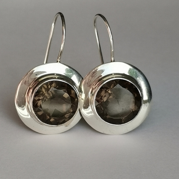 Smokey Topaz Smoky Quartz Drop Earrings In Sterling Silver 🆕 - Picture 7 of 8